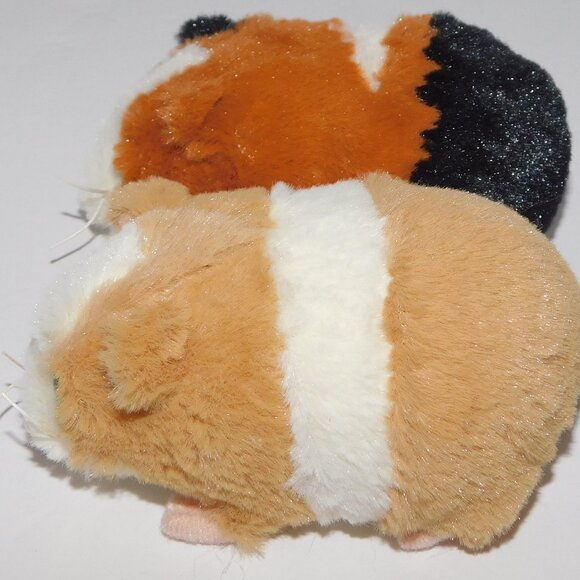 4.5" White Tan Hamster & 5" White Brown Black Guinea Pig Plush Stuffed Toys - Picture 3 of 6